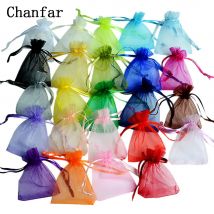 50 teile/los bunte Organza Taschen 7x9 9x12 10x15cm Schmuck Verpackung Taschen Hochzeits geschenk Lagerung Kordel zug Beutel Großhandel