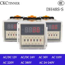 Interruttore relè timer programmabile digitale LED DH48S-S 0.1S-99H Base presa AC/DC 12V 24V 36V 110V 220V 380V Ripeti timer ciclo