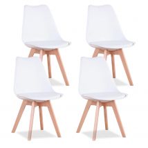 EGOONM Set di 4 sedie da pranzo nordiche ispirate al sedile imbottito in plastica in legno massello
