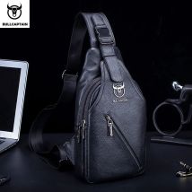 BULLCAPTAIN Herren-Brusttasche aus Leder, multifunktionale Reise-Aufbewahrungstasche,
