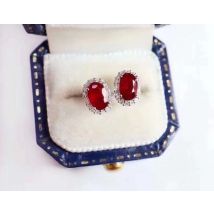 Weiblicher Partyschmuck, 100 % natürlicher und echter Rubin, luxuriöser Ohrstecker, Schmuck aus 925er Silber