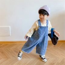 2025 Autumn New Children Loose Overalls Baby boys girls casual Jean Jumpsuit Solid Outwear Cloth 1-7Y Kids high qualit bib pants