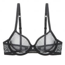 YBCG Sexy Schwarze Frauen Bh Spitze Mesh Durchsichtig Unterwäsche Stretch Hohl Dessous Spitze Solide Weiche Höschen Bhs Für Frauen