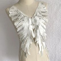 1 Pair White Embroidered Wing Patch Fabric Venice Lace Applique DIY Costume Dress Party Decoration Sewing Repair