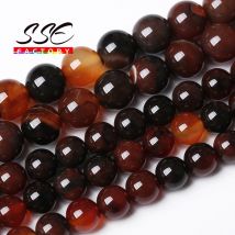 Natural Brown Agates Stone Beads Round Beads For Jewelry Making DIY Bracelets Necklaces Accessories 4 6 8 10 12MM 15" Wholesale