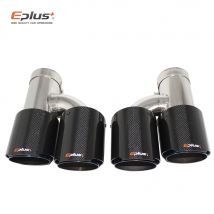 EPLUS Auto Carbon Faser Glänzend Schalldämpfer Spitze H Form Doppel Ausfahrt Auspuffrohr