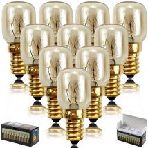 10 Stück 25 W 300 Grad Hochtemperaturlampe, Ofenlampe, Mikrowellenlampe, Salzkristallbirne, E14-Schraubverschluss, Pygmy-Lampe, Salzkristalllampe