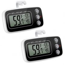 ORIA 2pcs Refrigerator Thermometer Digital Waterproof Fridge Freezer Room Thermometer Max/Min Record with Magnet and Hook Back