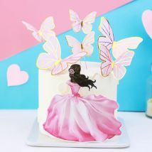 Butterfly Cake Toppers Flags Beauty DIY Cupcake Topper Kids Girl Happy Birthday Wedding Bride Party Baby Shower Baking Decor