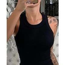 Women Solid Round Neck Ribbed Tank Top Camisole Women Summer Basic Elastic Tank Top O Neck Solid Tank Top