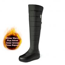 Winter Warme Unten Echtes Leder Über Das Knie Schnee Stiefel Seite Zip Frauen Mode Schwarz Weibliche