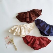 Pantaloni gonna da bambino in pizzo con volant a doppio strato Pantaloni estivi in cotone e lino Pettiskirt per bambini Gonna tutu per abbigliamento da ballo per bambini