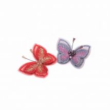 2PCS Made Hand Have Crystal Double Layer Embroidery Butterfly Patch DIY Handmade Material Clothing Hair Accessories Ingredi