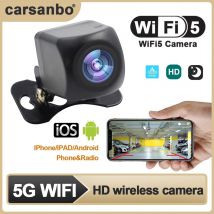 Carsanbo Telecamera posteriore universale per visione notturna senza fili HD Telecamera per retromarcia WiFi impermeabile per auto 5V USB 12V Supporto Android IOS