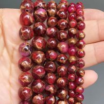 Naturstein 4 6 8 10 12mm Rote Cloisonné Lose Runde Perlen Für Schmuck Machen DIY Armband Ohrringe Zubehör 15''Stränge