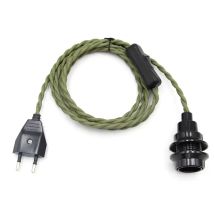 Vintage-Netzkabel mit EU-Stecker, gedrehtes Kabel mit Ein-/Aus-Schalter und E14-Glühbirnen-Lichtfassung