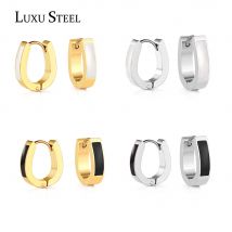 Luxus Stahl Creolen für Frauen Brincos Edelstahl Runde Gold Farbe Geometrie schwarz Tropfen Öl Schmuck Bijoux weiblich