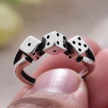 2023 New Arrival Individual Dice Design Thai Silver Ladies Finger Ring Jewelry Promotion Cheap Gifts No Fade