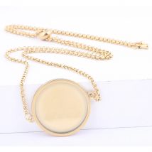 2pcs Stainless Steel Gold Plated Chain Necklace Bezel Blanks 18mm 20mm 25mm Cabochon Pendant Base Setting Trays Diy Accesories
