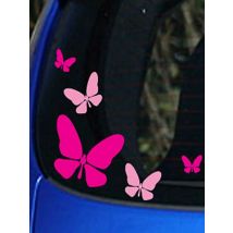 5pcs Butterflies Vinyl Sticker Fashion New Pink and Hot Pink Decals Girls Car Window Decoration Laptop Mug Decor