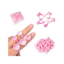 100pcs/bag Pink Pigment Caps Ring Permanent Makeup Eyebrow Tattoo Tools Cups Ink RIngs