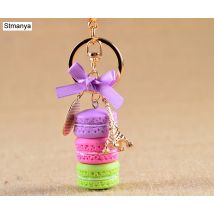 Neue Kuchen Schlüsselanhänger Mode Auto Schlüsselanhänger Frauen Tasche Charme Zubehör Frankreich Kuchen Macarons mit Eiffelturm Schlüsselanhänger Geschenk Schmuck