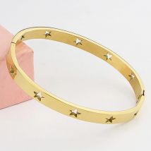 Modeschmuck Hohl 10-Sterne-Armbänder & Armreif Edelstahl Roségold Gold und Silber Farbe Love Brand Armreif für Frauen