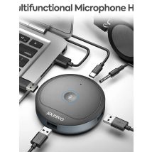 Conference Microphone with 5-in-1 Usb Adapter, 360 Omnidirection Computer Condenser Mic, Zoom Tabletop Micro for PC, Mac, LP