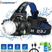Pocketman Scheinwerfer Verbesserte-LED Scheinwerfer Zoombare Kopf Lampe Wasserdichte Kopf Taschenlampe USB DC Lade Kopf Licht 18650