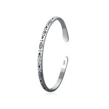XIYANIKE Silver Color Fashion Vintage Pattern Bracelet & Bangle Open Handmade Distressed Jewelry On Hand Gift For Women