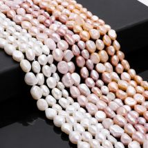 Feine 100 % natürliche Süßwasserperlen, rosa, weiß, unregelmäßige Reisform, Perlen für Schmuckherstellung, DIY-Armband, Halskette, Ohrringe