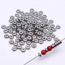 50pcs 304 Stainless Steel Flat Round Beads 4 5 6 8 mm Disc Loose Spacer Beads For Jewelry Making DIY Bracelet