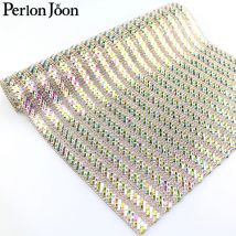 1Pcs 24*40cm Phantom Farbe Glanz AB Kristall Glas Tuch Paste Zurück Heißer Fix Kleber Strass DIY Eisen auf Patch Applique TR110