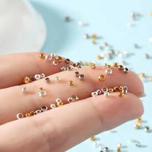 500 stücke Gold Silber Farbe Ball Crimps End Perlen 2-3mm Stopper Spacer Komponenten Perlen Für Schmuck, der Entdeckungen DIY Zubehör