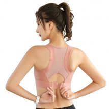 Fitness-BH-Oberteil für Damen, Push-Up, kabellos, verstellbare Schnalle, Netzstoff, Nylon, Yoga, Training, Joggen, Sportunterwäsche, Gymnastik-BH, Übergröße XXL