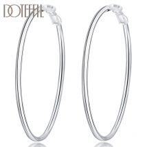 DOTEFFIL Creolen aus 925er-Sterlingsilber, glatt, 50/60/70/80 mm, runder Kreis, für Damen, modischer Charme, Verlobung, Hochzeit, Schmuck