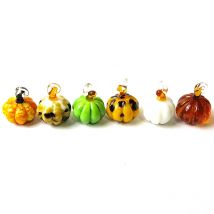 6pcs Mini Glass Pumpkin Charms Pendant Ornaments for DIY Handmade Craft Supplies Halloween Decor Holiday Party Gifts to Friends