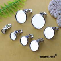 Stainless Steel 6mm 8mm 10mm 12mm 14mm 16mm 20mm Round Cabochon Earring Settings Ear Clip Cameo Base Blank Tray Do Not Fade