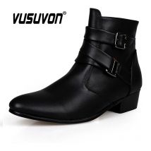 VUSUVON Mode Männer Frühling Herbst Spitz Höhe Erhöhen Chelsea Stiefeletten Western High Top Casual Schuh PU Leder