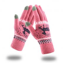 New Jacquard Warm Fawn Gloves Women Touch Screen Glove Lady Winter Velvet Wool Gloves Female Christmas Mittens Glove wholesale