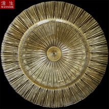 Laser Design Glass Charger Plate, Show Tray, Decorative Salad Fruit Steak, Wedding Dinner Plate, Round Dish, Tableware Display