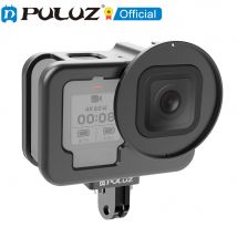 PULUZ per GoPro HERO13 12 11 10 9 Custodia nera Gabbia protettiva in lega di alluminio CNC con telaio assicurativo e lente UV da 52 mm