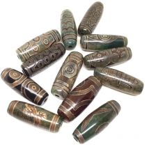 1PCS 1LOT Naturstein Verschiedene Muster Amulett 10mm * 30mm Dzi Perlen Spezielle Farbe Lösen Perlen für Schmuck Machen