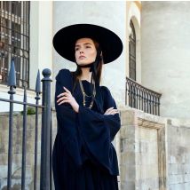 King Wheat Wide Big Brim Wool Flat Formal Black Women Fedora Stage Show Felt Cap Winter Lady Fashion Outdoor Top Hat