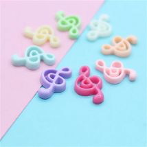 Julie Wang 20PCS Harz Musical Note Charms Mixed Farben Flache Rückseite Anhänger Schmuck Machen Zubehör Tisch Dekor