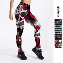 Qickitout 12% Spandex Mode Cartoon Eis Gott Pferd Schädel Digital Gedruckte Legging Frauen Stern Stretch Hosen