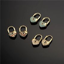 Fashion Bohemian Design Heart Lock Hoop Earrings For Women Gold Color Female Party Jewelry Femme Brinco