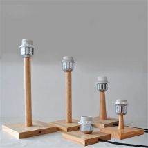 Plug in Square Solid Wooden Lamp Base Holder with on/off switch for DIY Table Lamp,Industrial Lamp Stand Base Decor for room