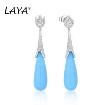 925 Sterling Silber Mode Hohe Qualität Zirkon Türkis Glas Perle Tropfen Ohrringe Für frauen Geburtstag Party Hochzeit Schmuck