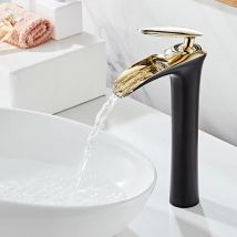 Becken Armaturen Wasserfall Bad Wasserhahn Einzigen handgriff Waschbecken Mischbatterie Bad Schwarz
